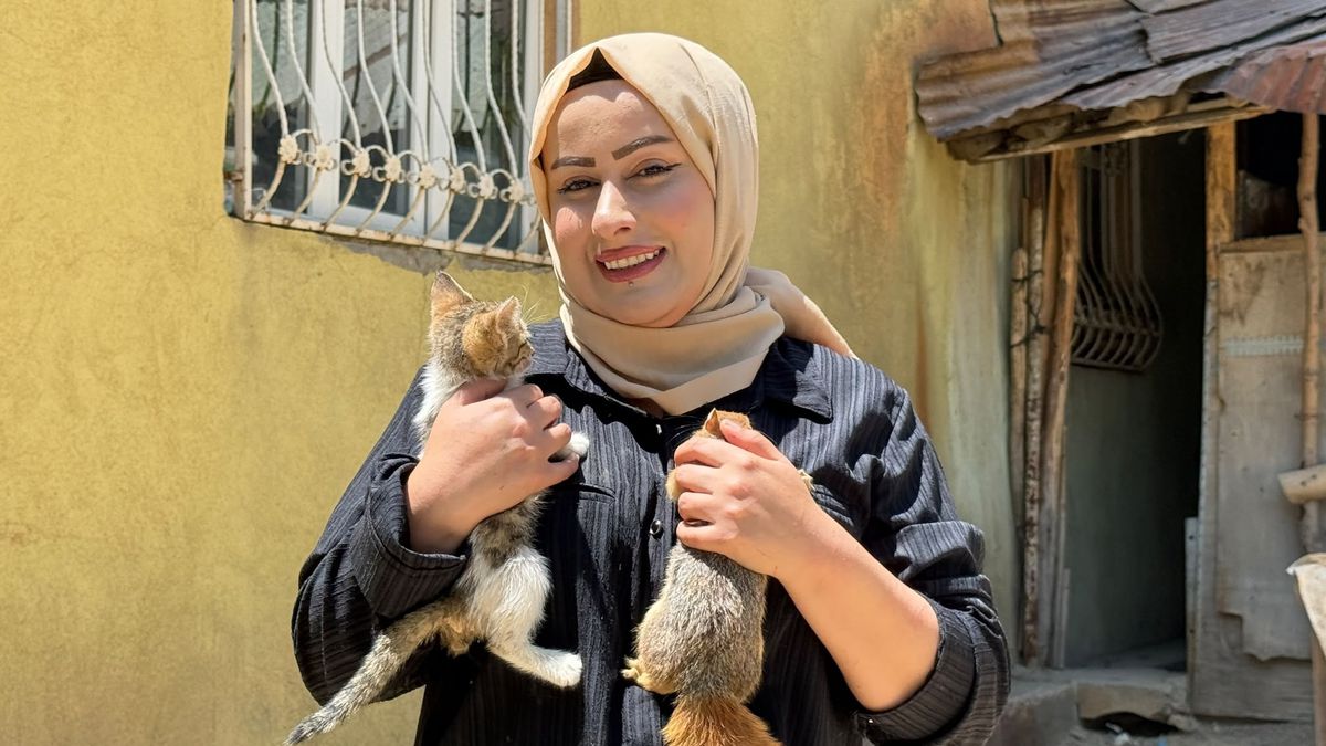 Hakkari'nin Şemdinli ilçesinde Fadime Kıvcı'nın evinde yaşayan yavru sincap.