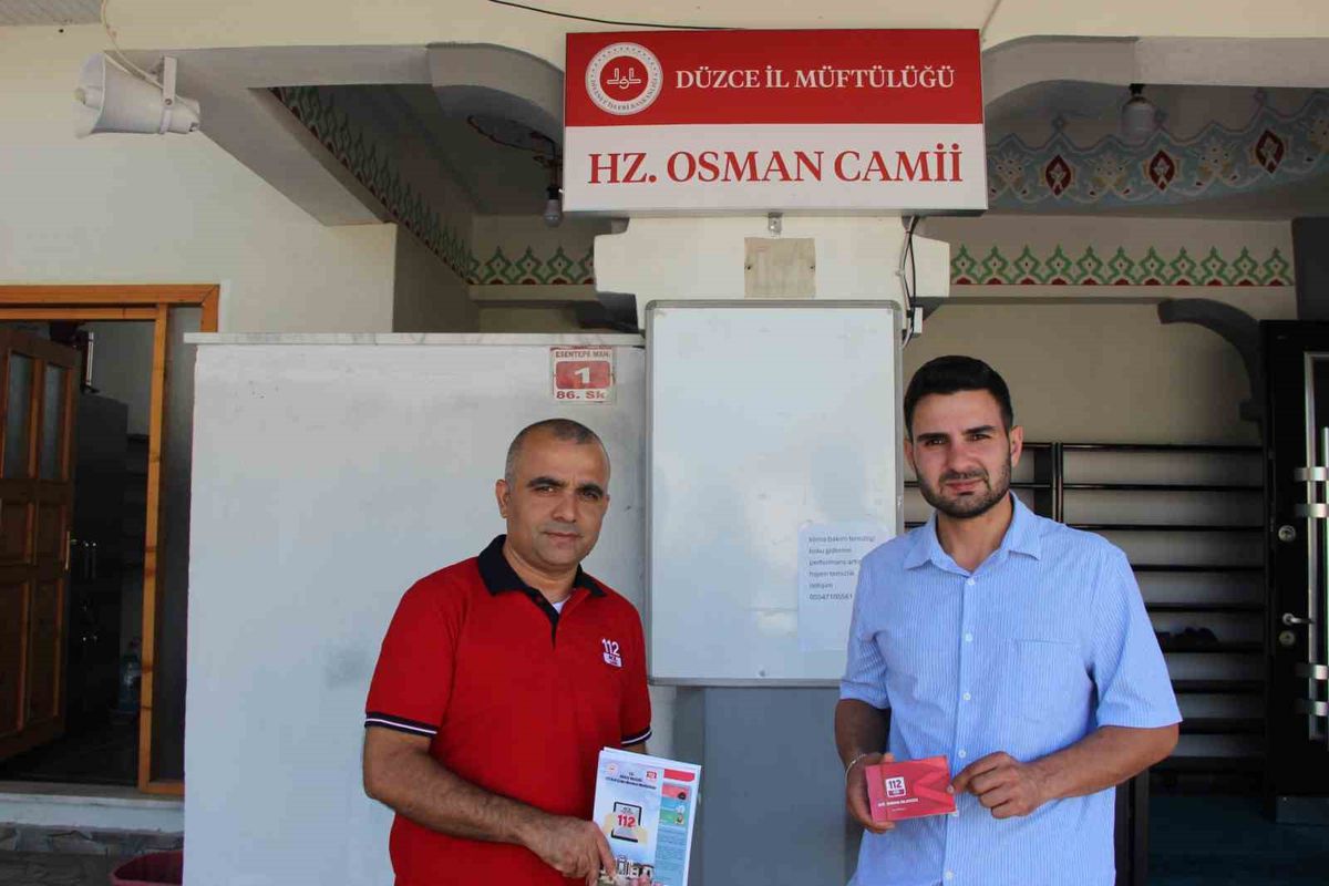 Düzce'de 112 Acil Çağrı Merkezi'nden cami ve Kur'an kursu öğrencilerine bilgilendirme