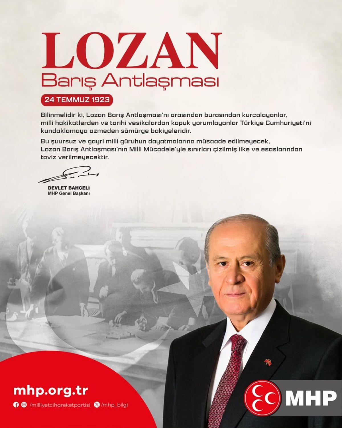 Bahçeli'den Lozan Mesajı: Taviz Verilmeyecek