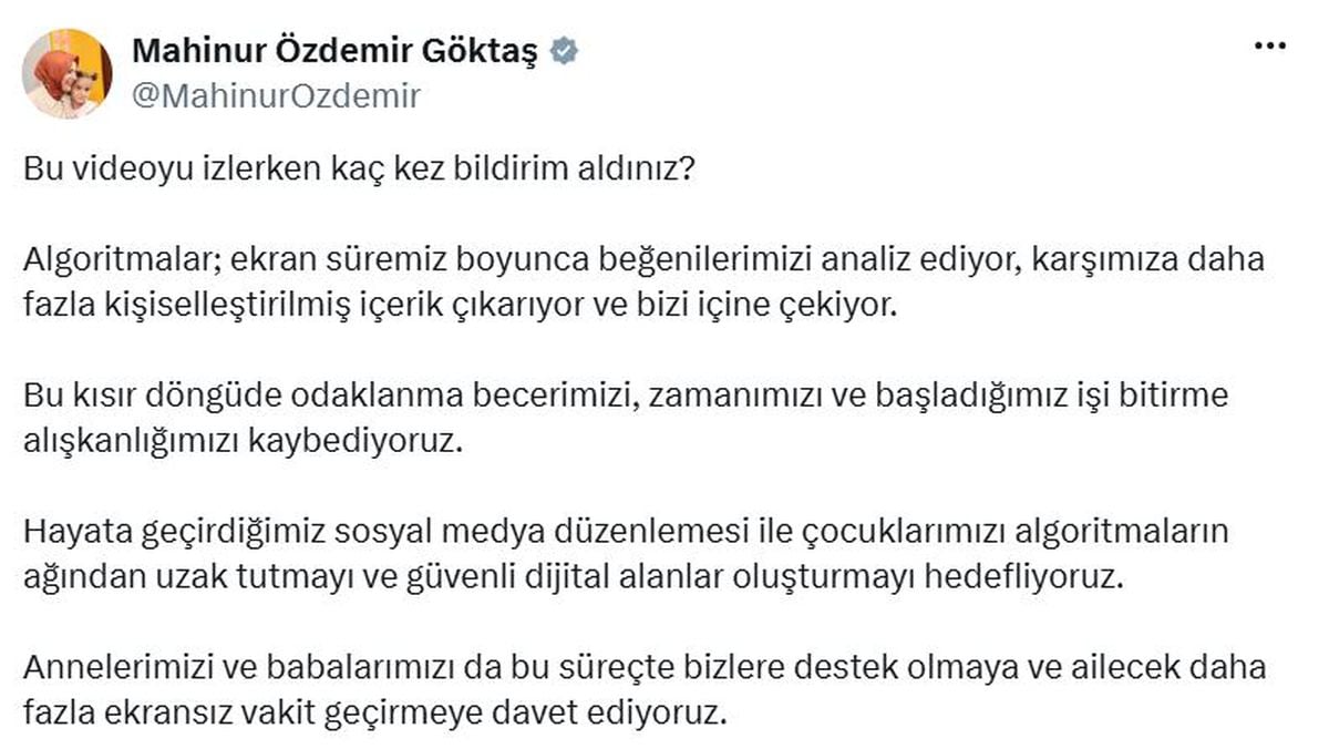 Bakan Göktaş: Çocuklarımızı algoritmaların ağından uzak tutmayı hedefliyoruz