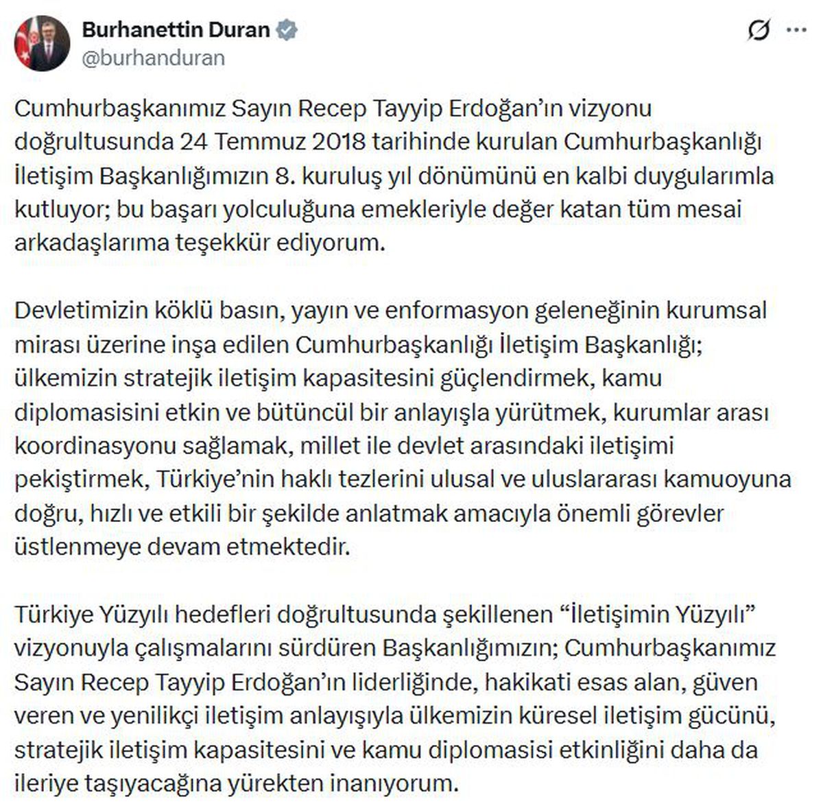 İletişim Başkanlığı 8. yılını kutladı