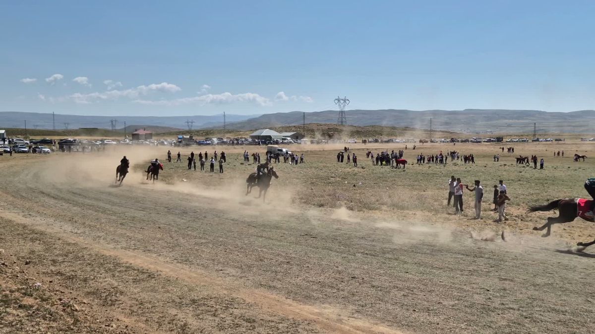 Karlıova Doğa ve Kültür Festivali'nde at yarışları yapılıyor.