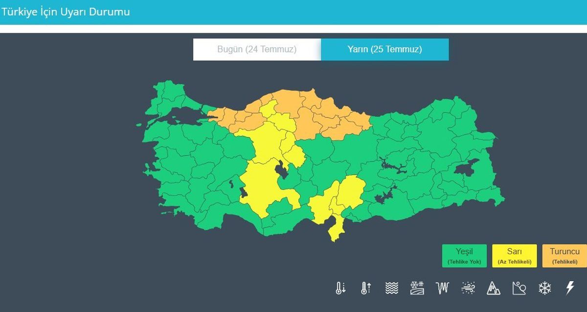 Orta ve Batı Karadeniz’e turuncu kodlu şiddetli yağış uyarısı