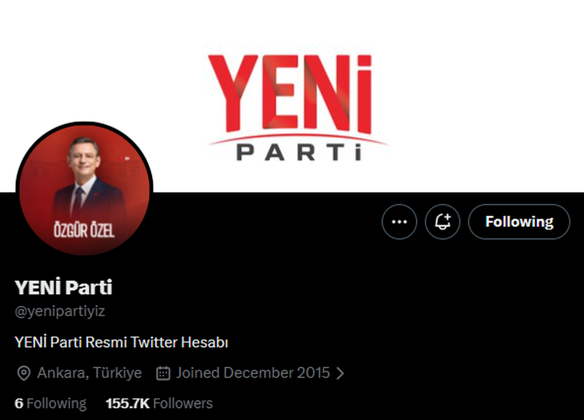 Özgür Özel'in kurduğu YENİ Parti'nin sosyal medya hesabı duyuruldu.