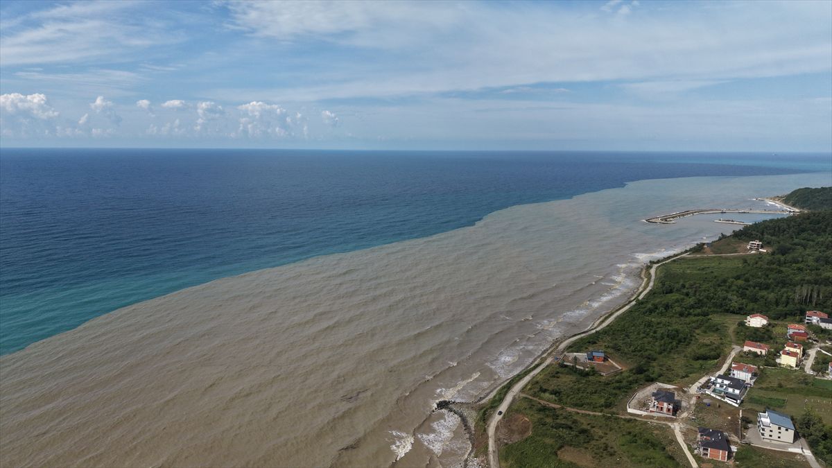 Sinop'ta sağanak sonrası Karadeniz kahverengiye döndü