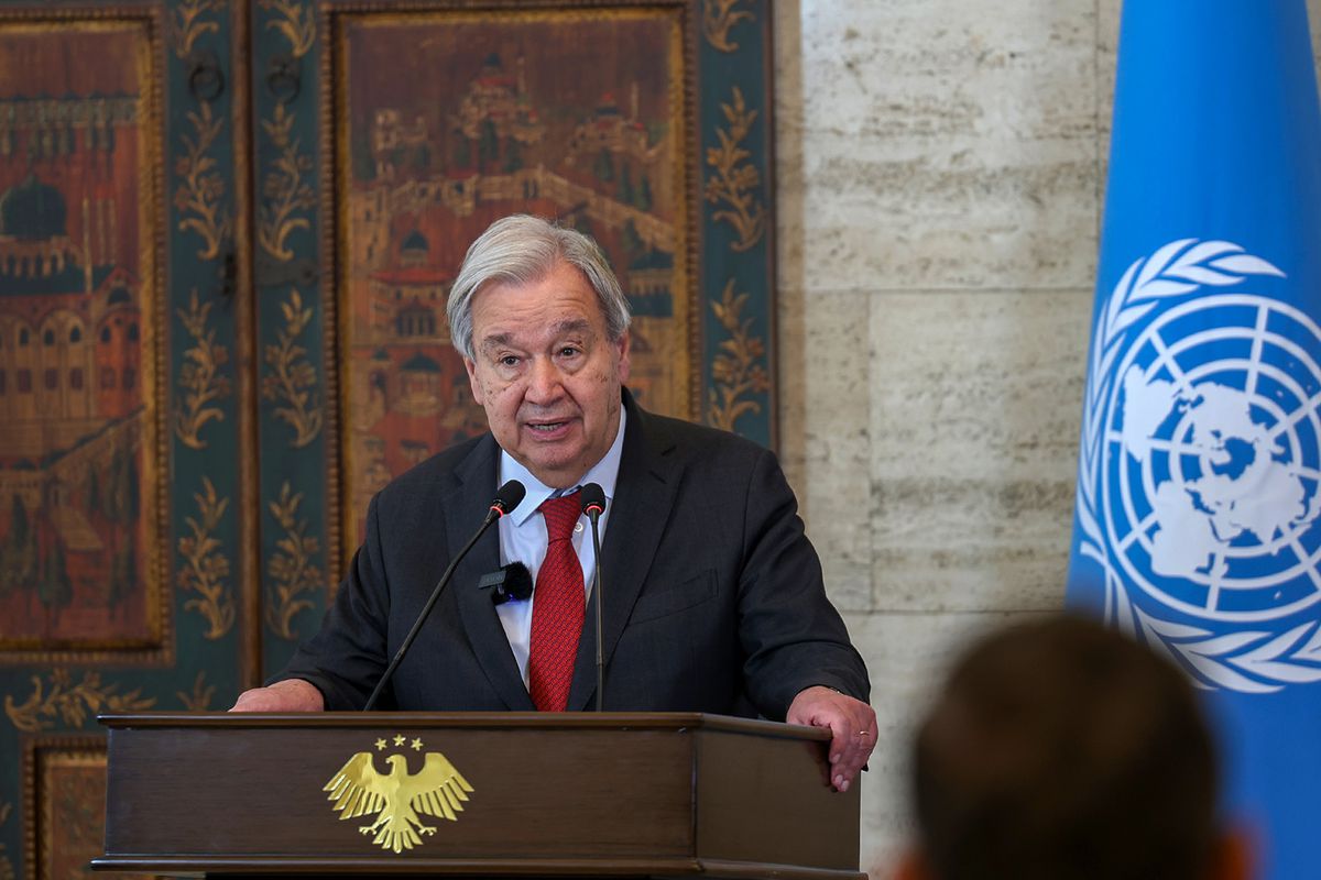 BM Genel Sekreteri Antonio Guterres konuşma yaparken