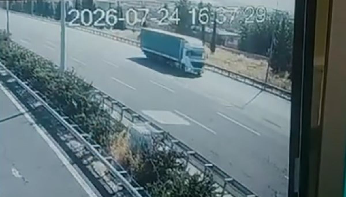 Otobanda ters giden tıra 90 bin lira ceza