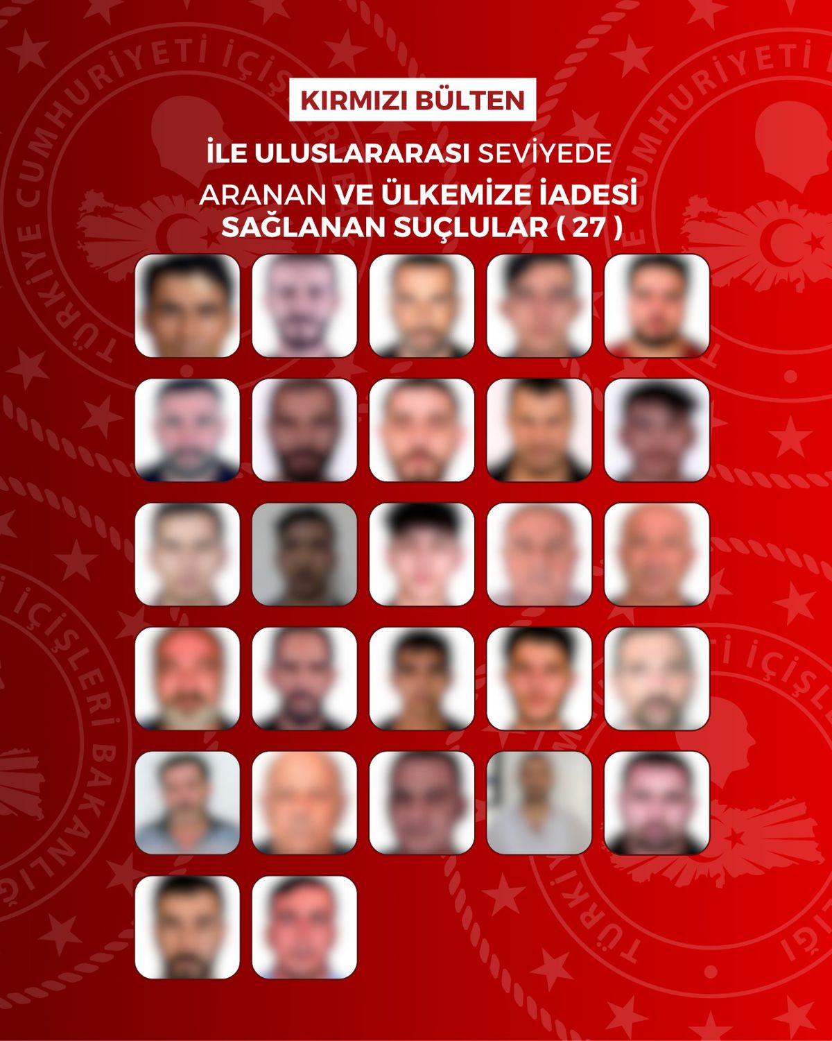 27'si kırmızı bültenle aranan 65 suçlu yurda getirildi