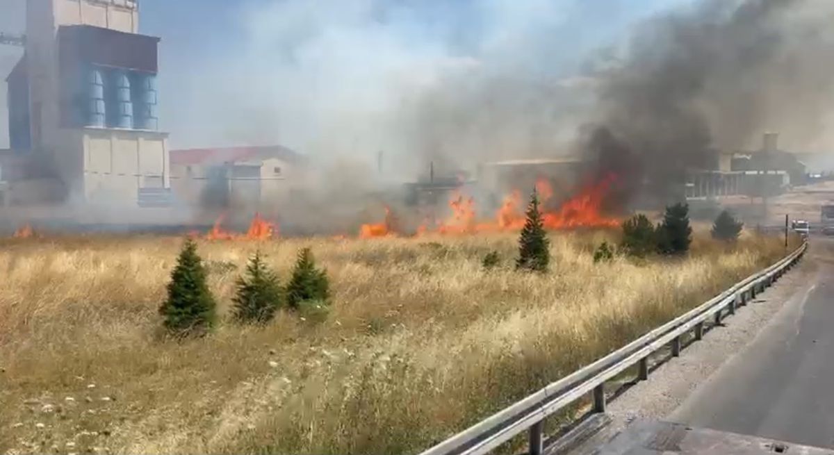 Afyonkarahisar'da anız yangını trafiği aksattı