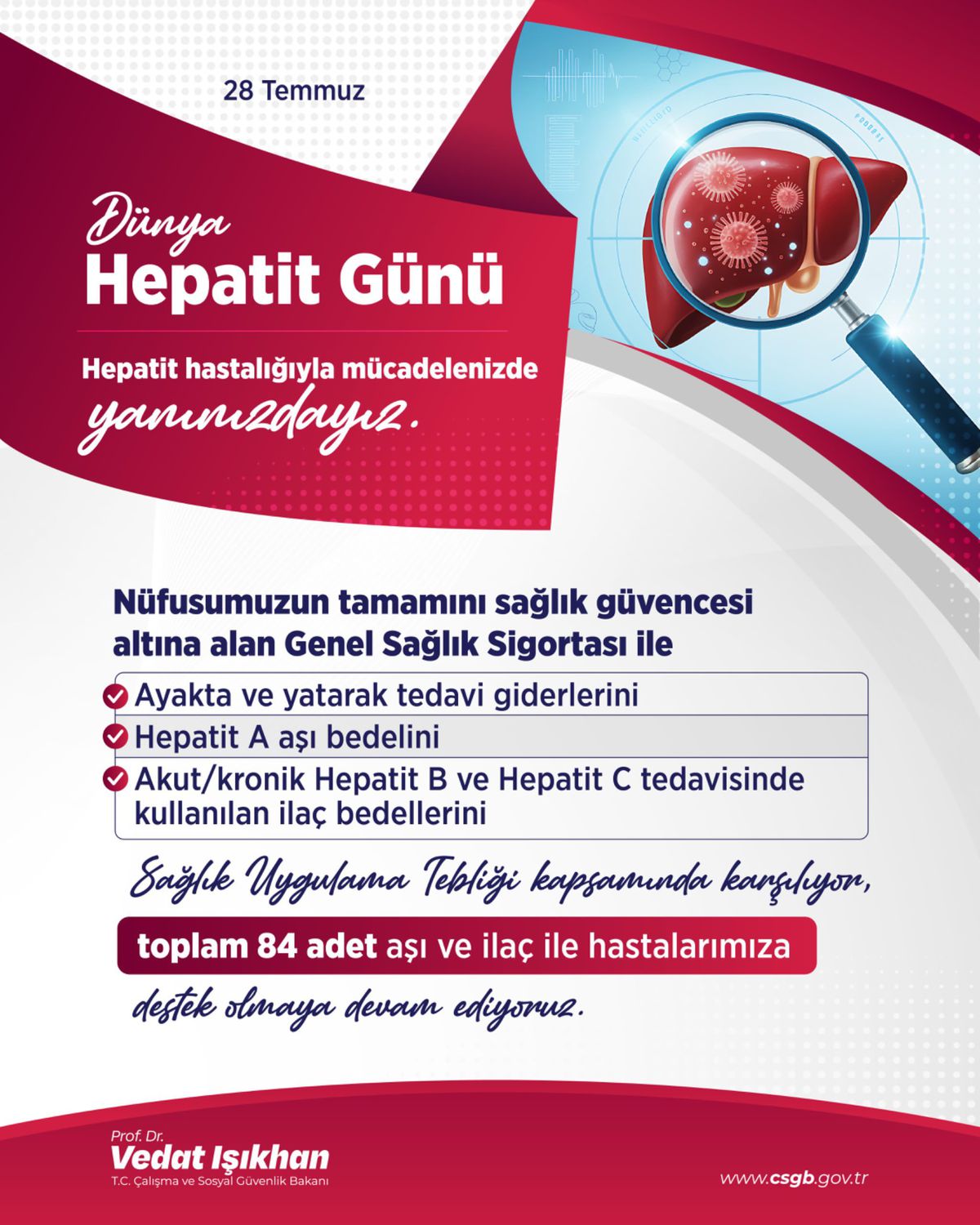 Bakan Işıkhan: Hepatit tedavi giderlerini karşılıyoruz