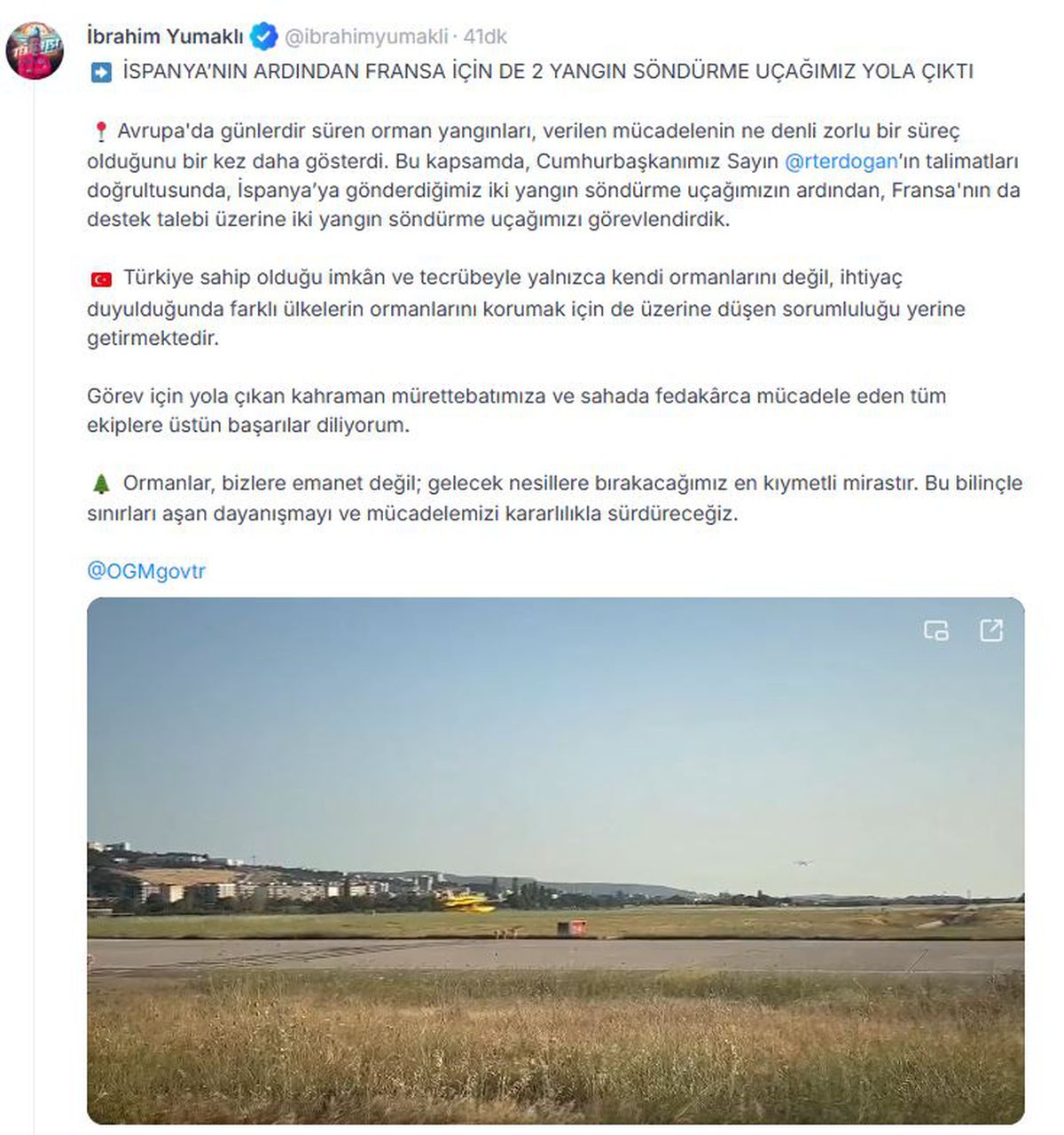 Türkiye, Fransa’ya da 2 yangın söndürme uçağı gönderdi
