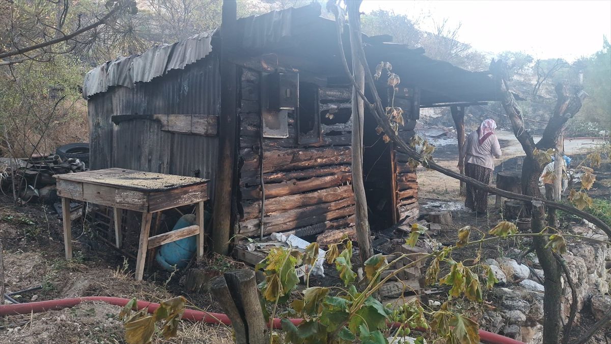 Beypazarı'nda otluk alanda çıkan yangın iki bağ evine zarar verdi