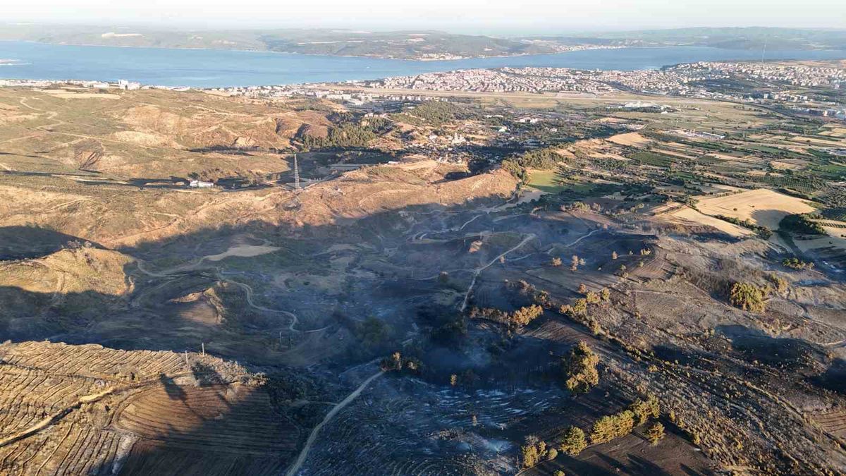 Çanakkale’deki yangında yanan alanlar dron ile görüntülendi
