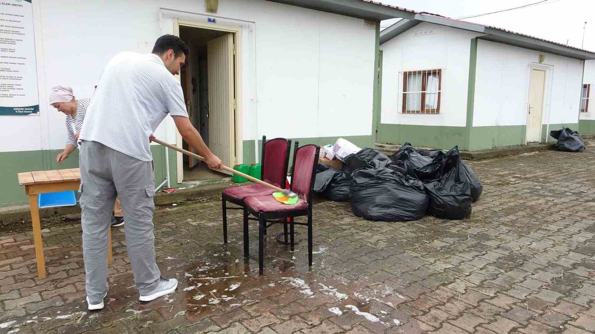 Mevsimlik fındık işçilerinin kalacağı geçici konaklama merkezinde hazırlıklar başladı