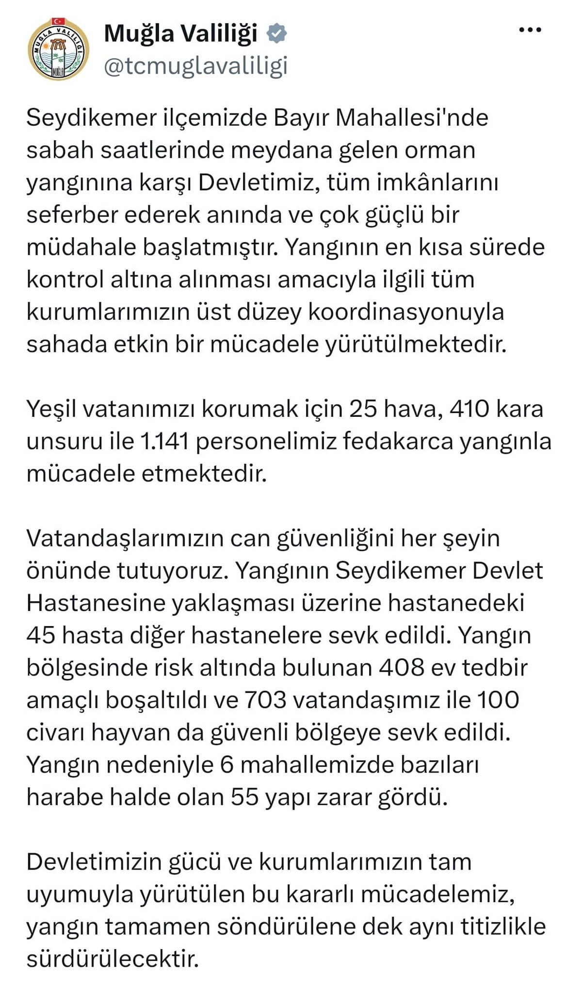Muğla’da orman yangını