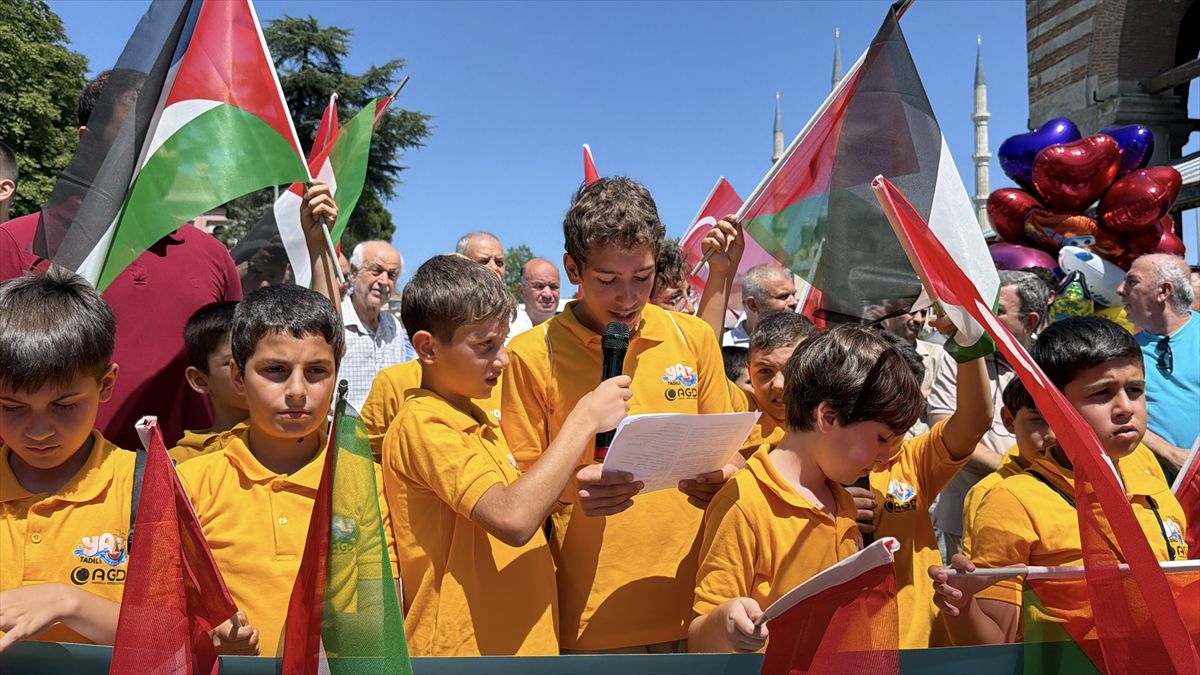 Edirne'de çocuklardan Gazze'ye destek mesajı