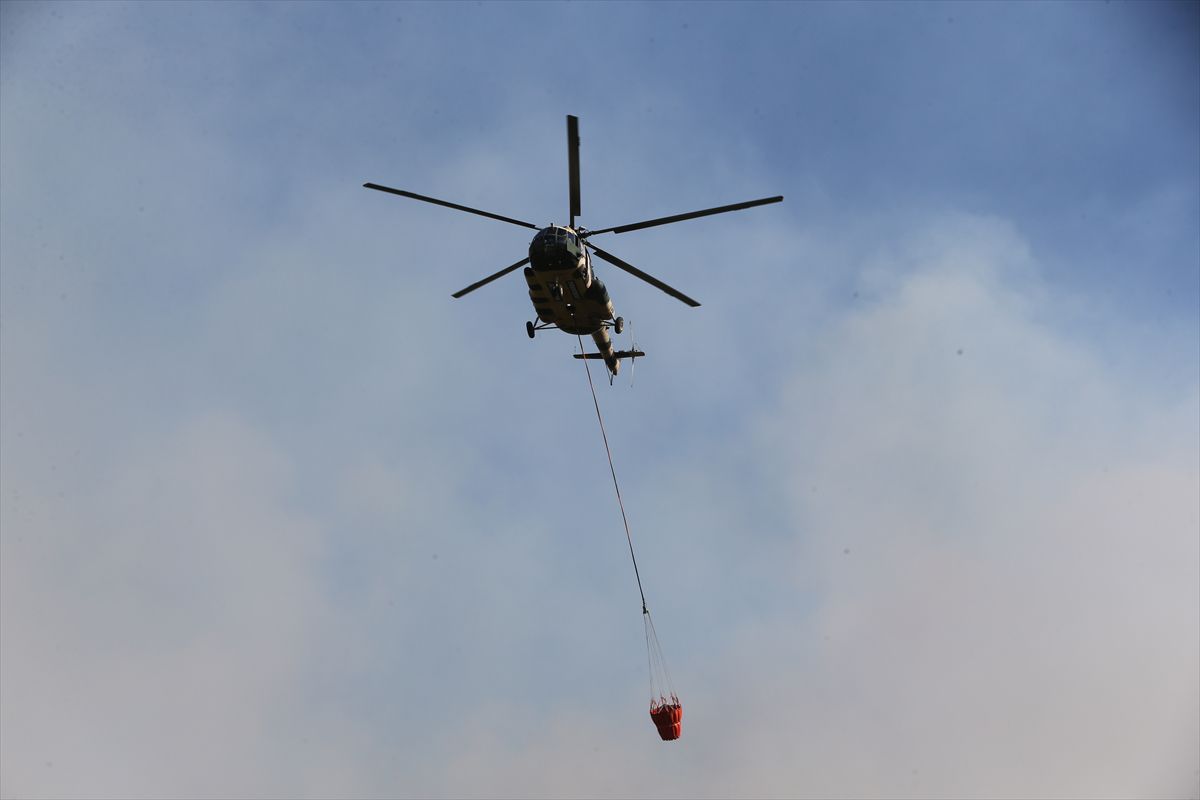 Balıkesir'in Susurluk ilçesinde yanan ormanlık alan havadan görüntülendi