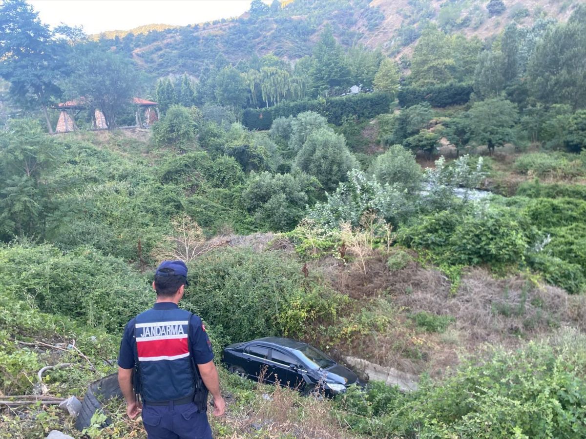 Bilecik'te dere yatağına devrilen otomobilin sürücüsü yaralandı