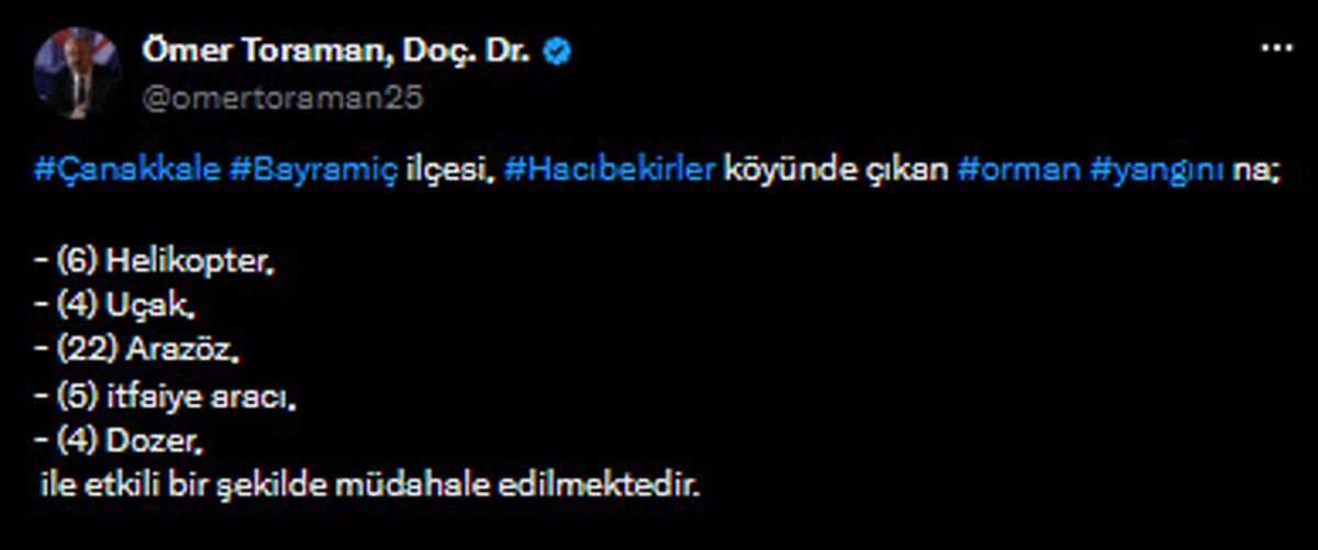 Çanakkale'de orman yangını