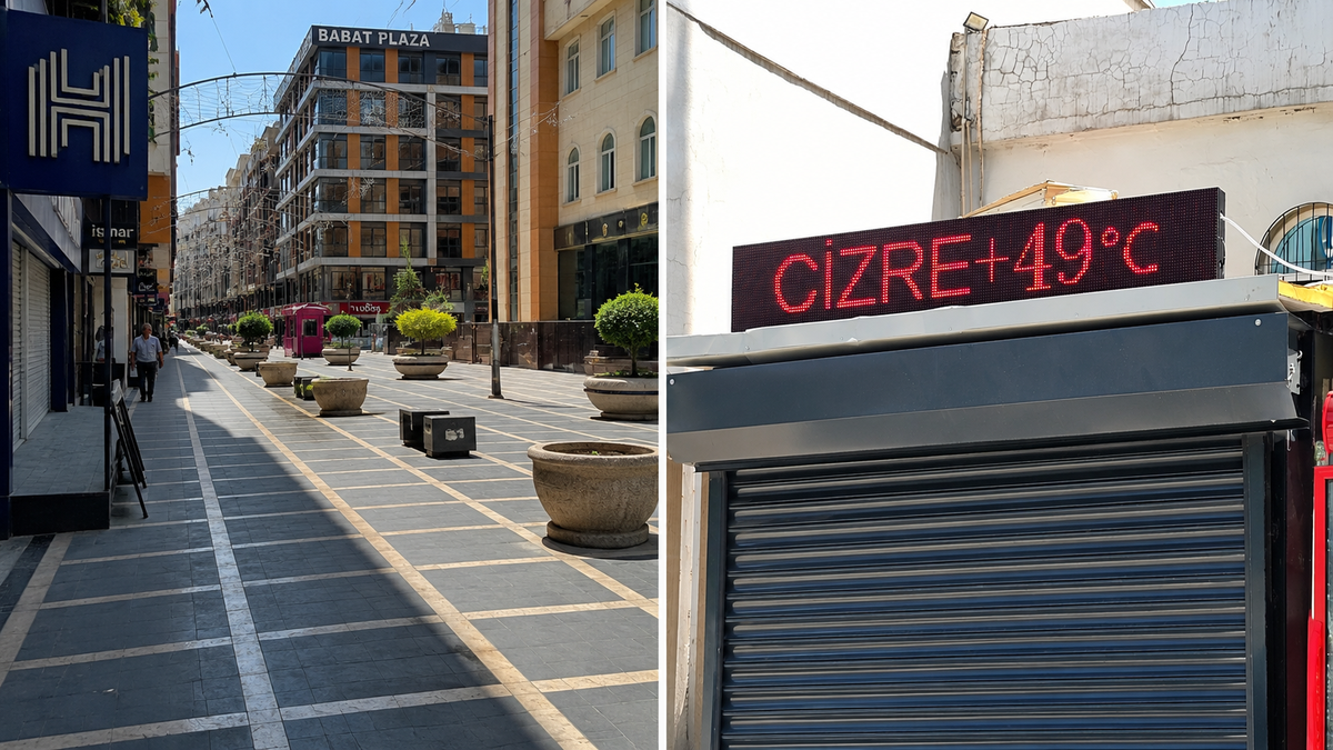 Cizre’de termometre 49 dereceyi gösterdi, caddeler boş kaldı