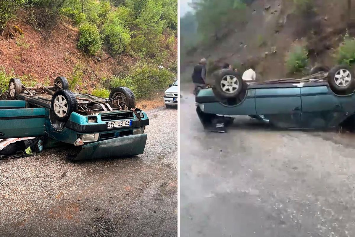 Denizli'de takla atan otomobildeki baba öldü, kızı yaralandı