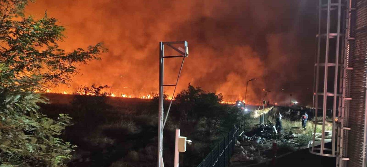 Diyarbakır’da geceyi aydınlatan anız yangını