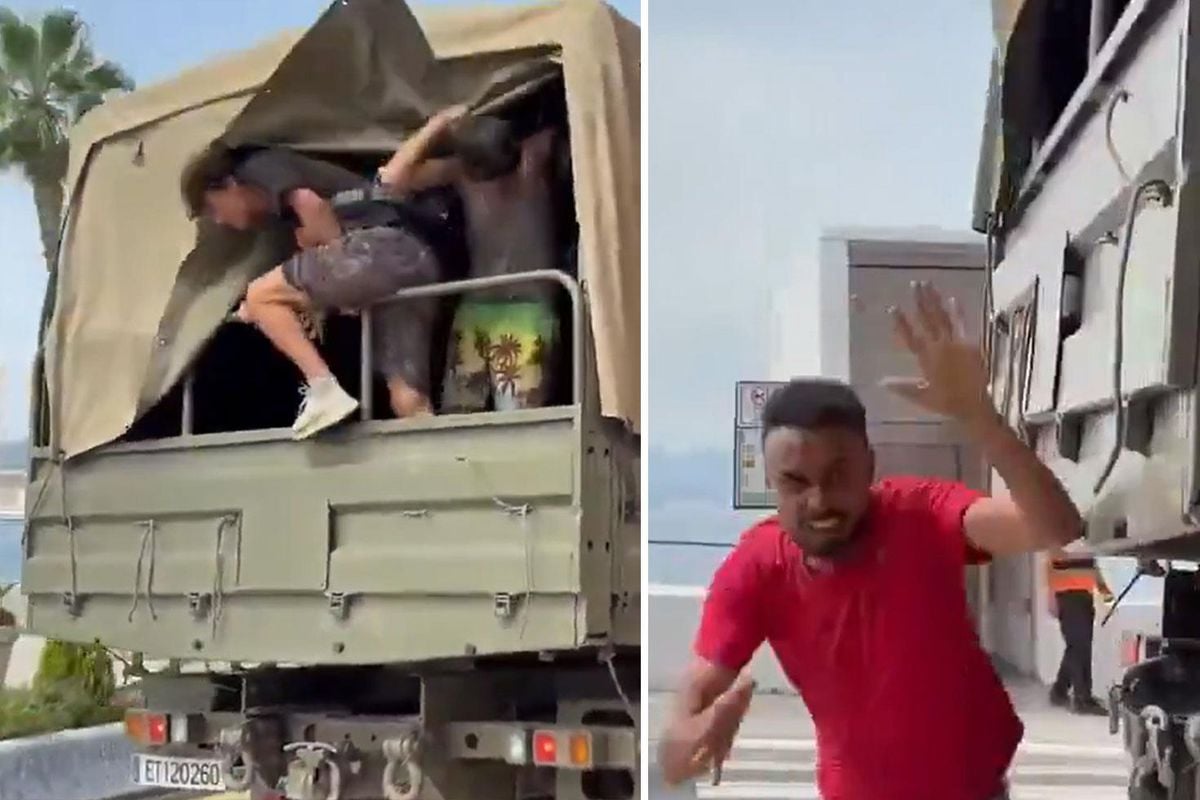 Sebte'de yakalanan Faslı göçmenler hareket halindeki askeri araçtan atlayıp kaçtı