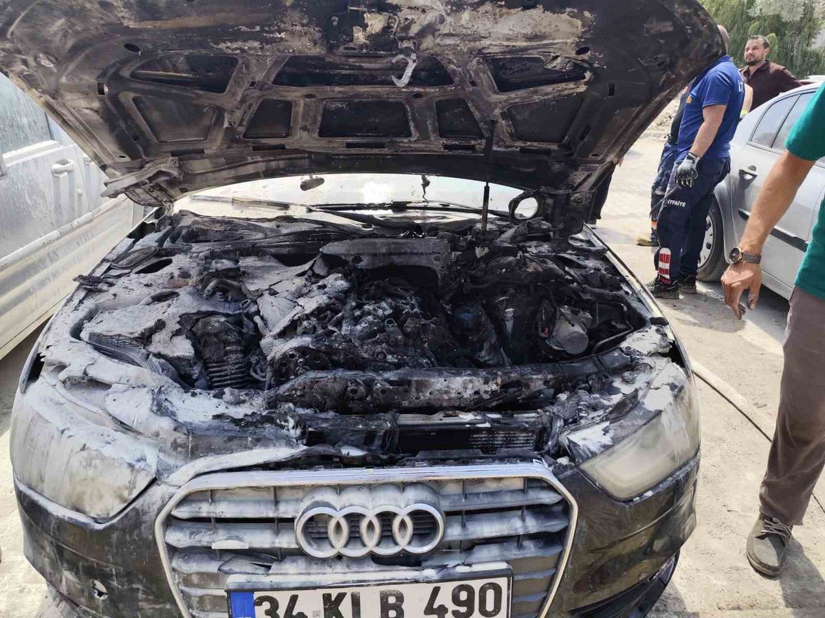 Van'da Park Halindeki Otomobilde Yangın