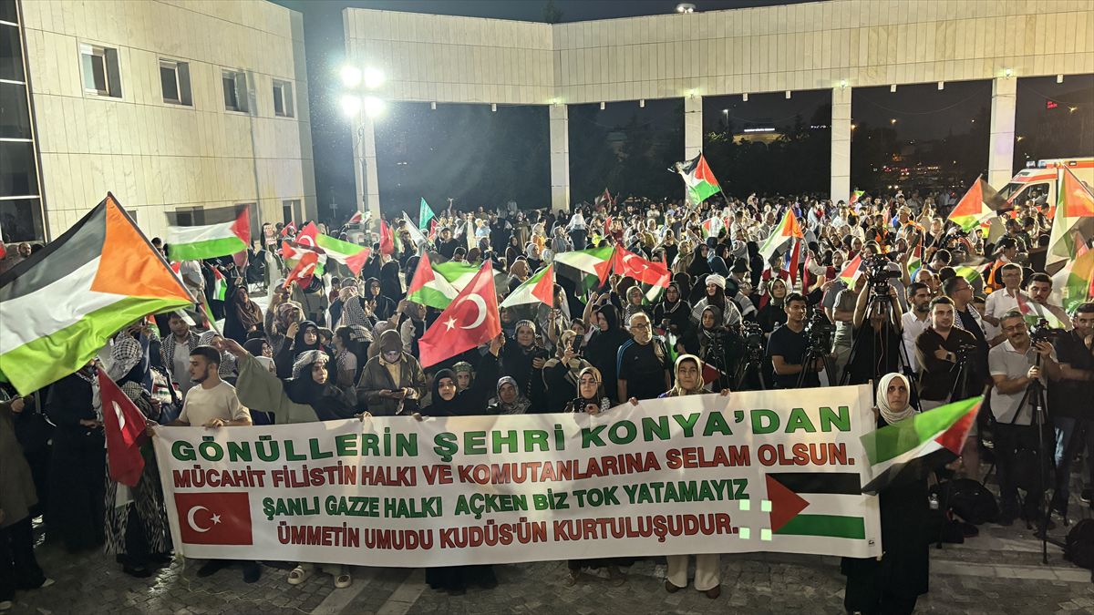 Filistin Konvoyu Konya'da: 'Gazze'ye Selam, Direnişe Devam'