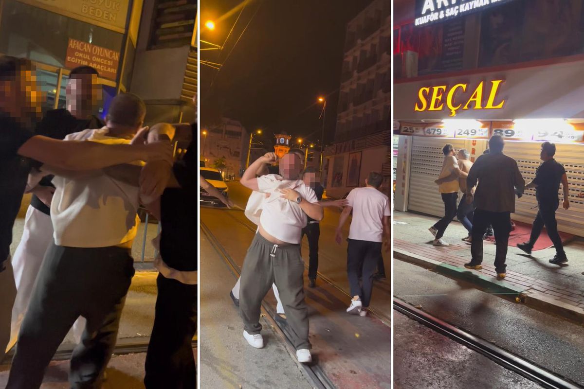 Gece kulübü çıkışında ortalık karıştı: Sarhoşların içler acısı halleri kamerada
