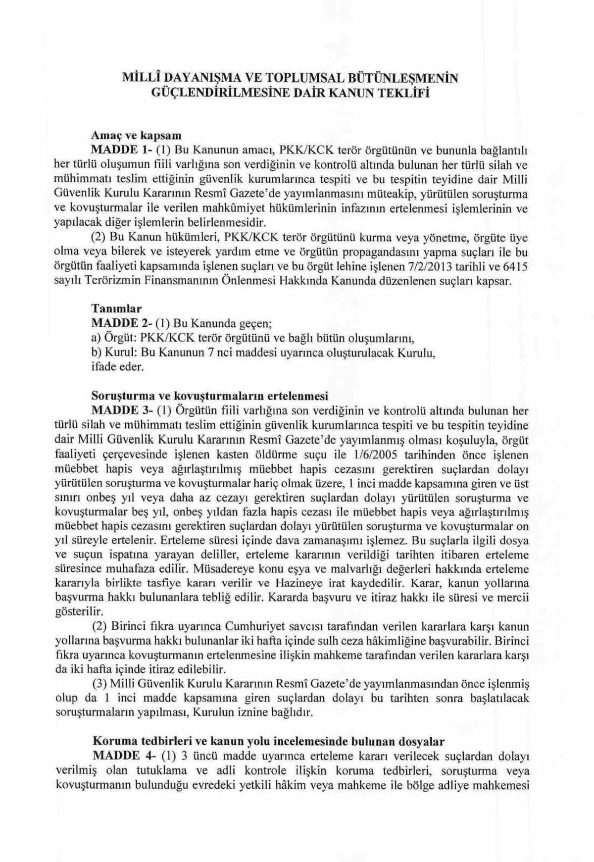 AK Parti 12 maddelik çerçeve yasa teklifini Meclis'e sundu