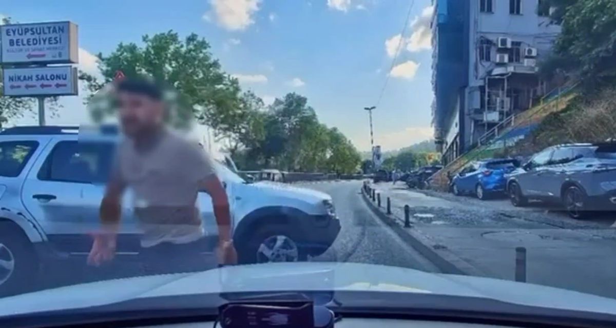 Eyüpsultan'da korna krizi: 'Kafanı keserim' tehdidi kamerada
