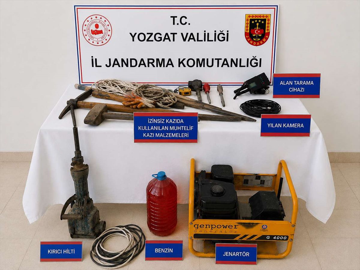 Yozgat'ta sit alanında kaçak kazıya 8 gözaltı