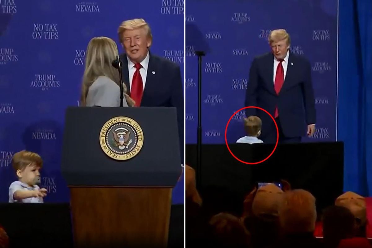 Trump küçük çocuğu son anda kurtardı! Biden göndermesi etkinliğe damga vurdu