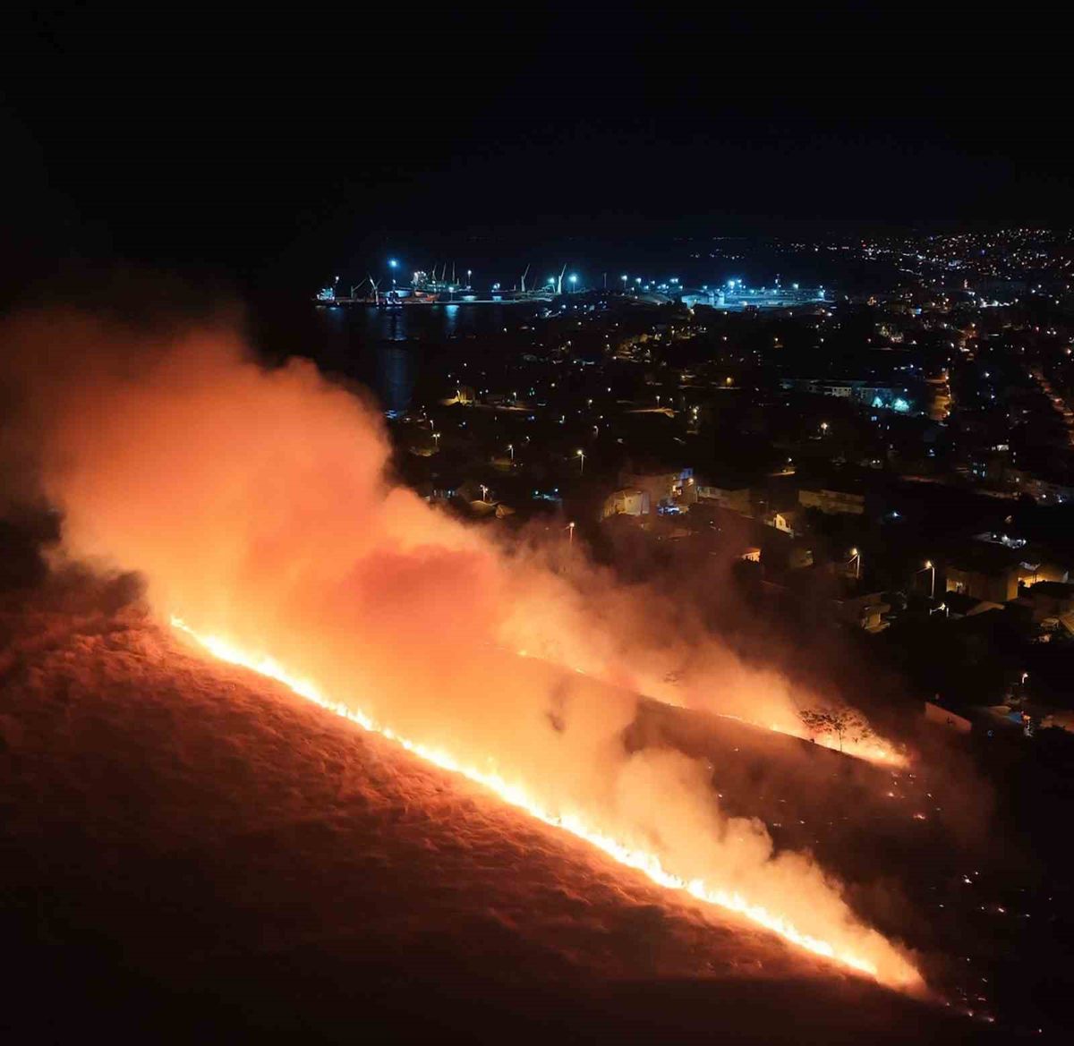 Marmaraereğlisi'nde Yangın Geceyi Gündüze Çevirdi