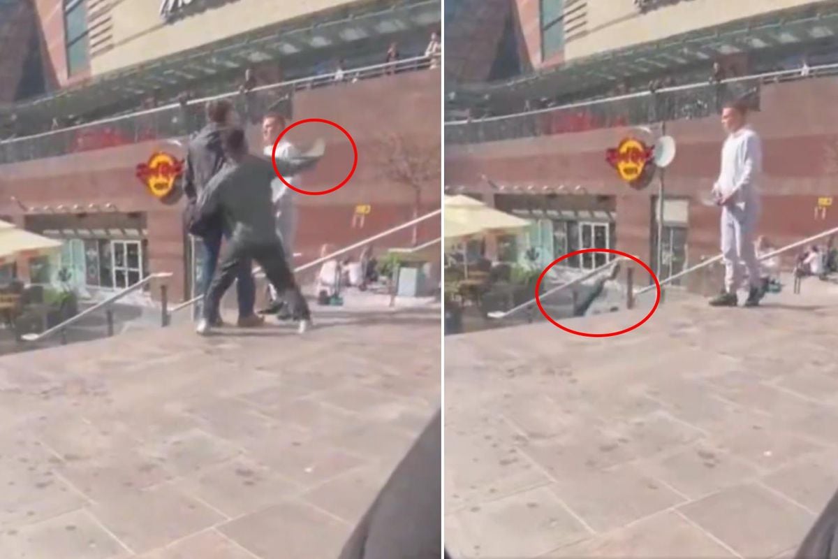 Dehşet anları kamerada! Arkadan yaklaştı, tek yumrukla merdivenlerden düşürdü