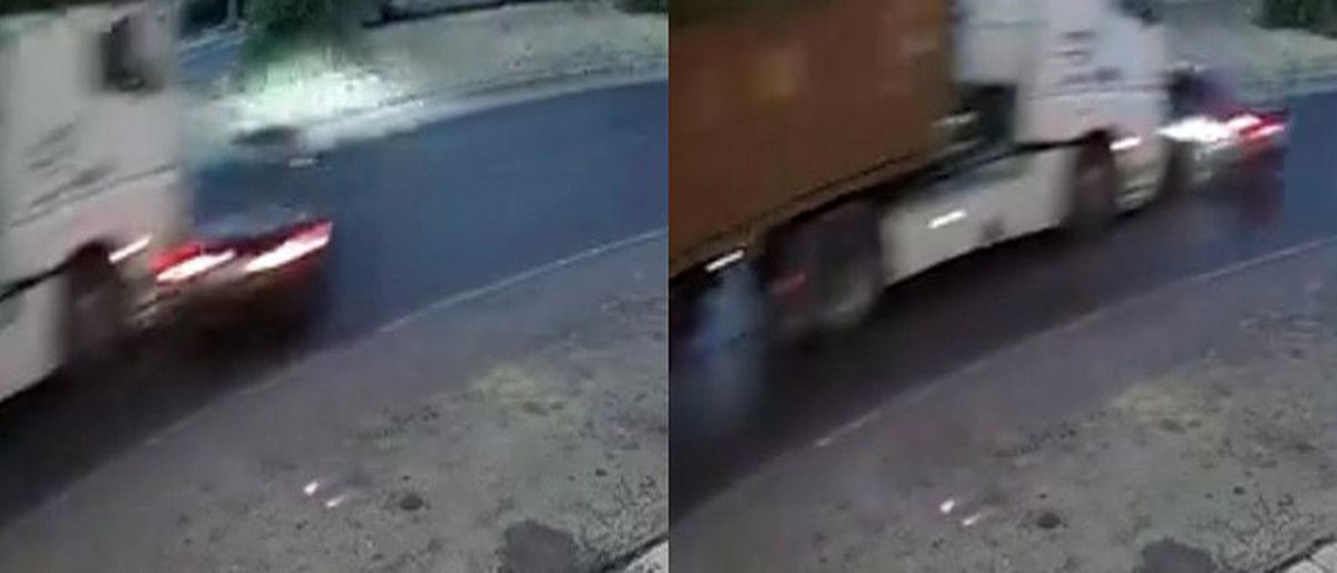 Mersin'de tır kazası kamerada: Araç metrelerce sürüklendi
