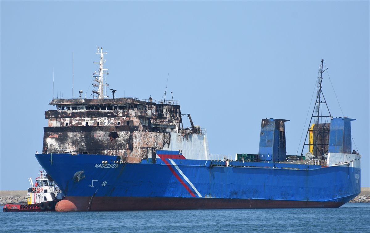 Karadeniz’de saldırıya uğrayan NADEZHDA gemisi Samsun’da