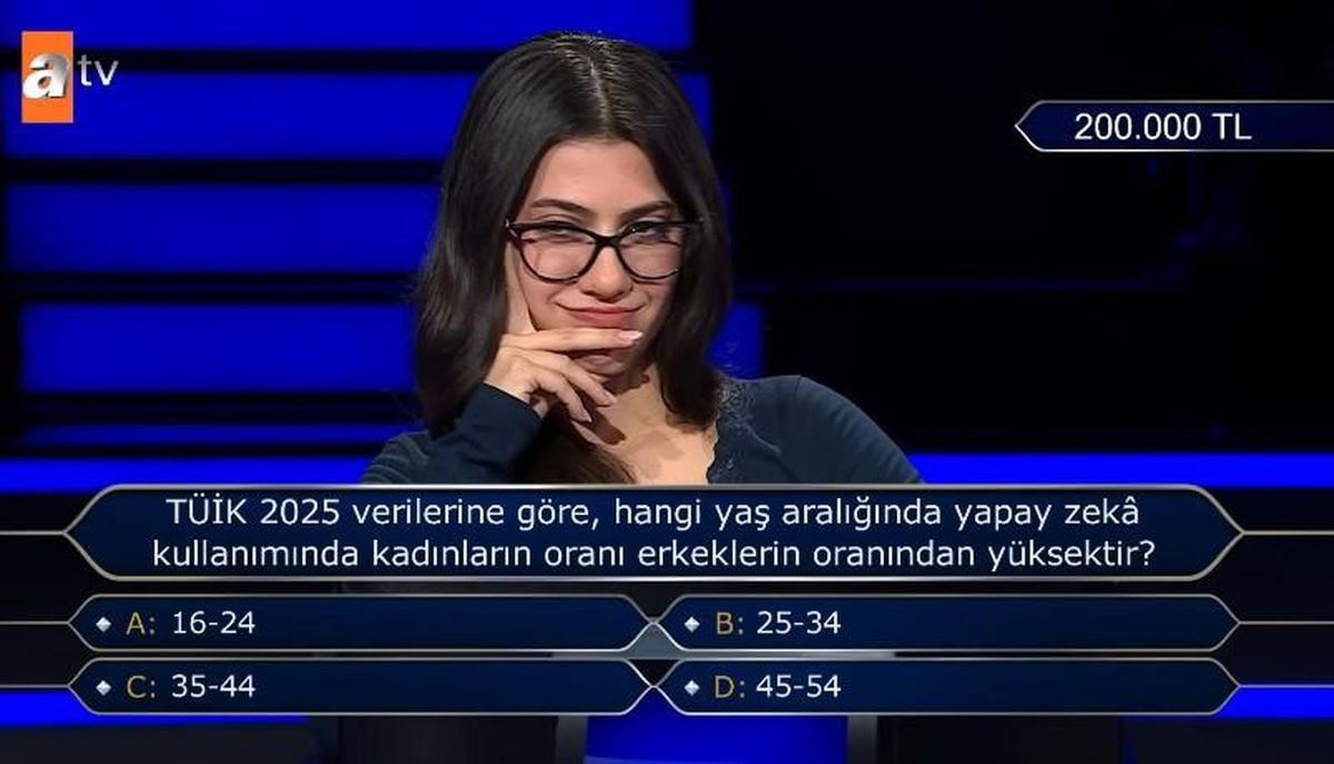 TÜİK 2025 verilerine göre, hangi yaş aralığında yapay zekâ kullanımında kadınların oranı erkeklerin oranından yüksektir?