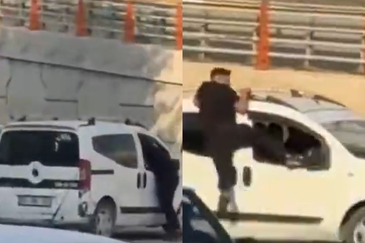 Şanlıurfa’da sokak ortasında tehlikeli kardeş kavgası: Hareket halindeki aracın üzerine çıktı