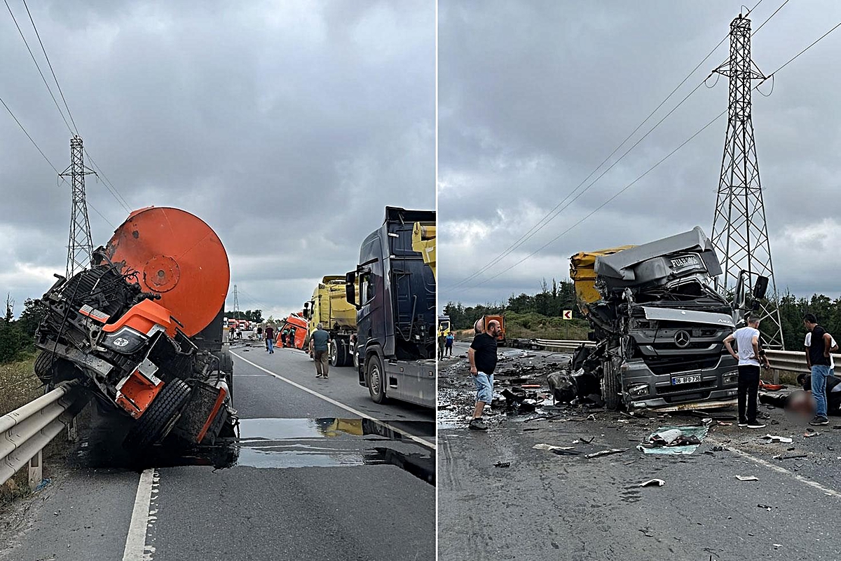 Şile yolu’nda feci kaza: İki tır hurdaya döndü, yol trafiğe kapatıldı