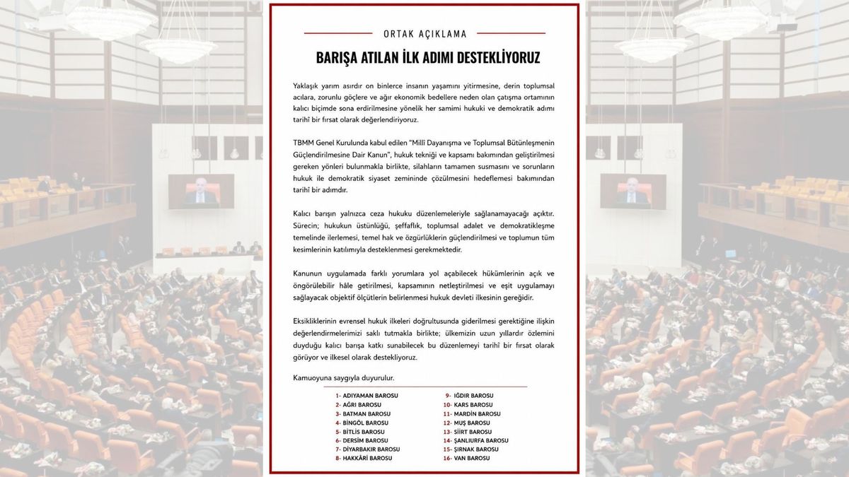 16 Barodan Milli Dayanışma Kanunu’na Destek