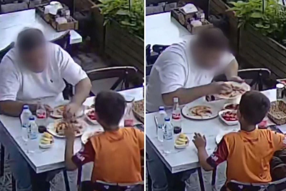 Kamera her şeyi kaydetti! Çocuğunun yanında yaptığı rezilliği bakın