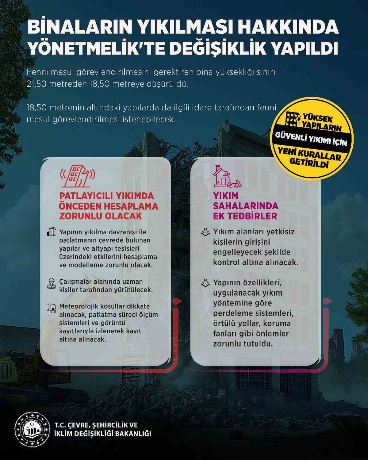 Yüksek Yapı Yıkımlarında Yeni Dönem: Patlayıcı ve Güvenlik Kuralları Sıkılaştırıldı