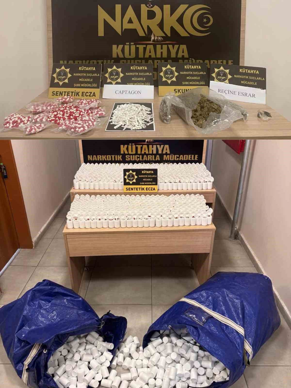 Kütahya'da iki operasyonda yüz binlerce hap ele geçirildi: 6 tutuklama