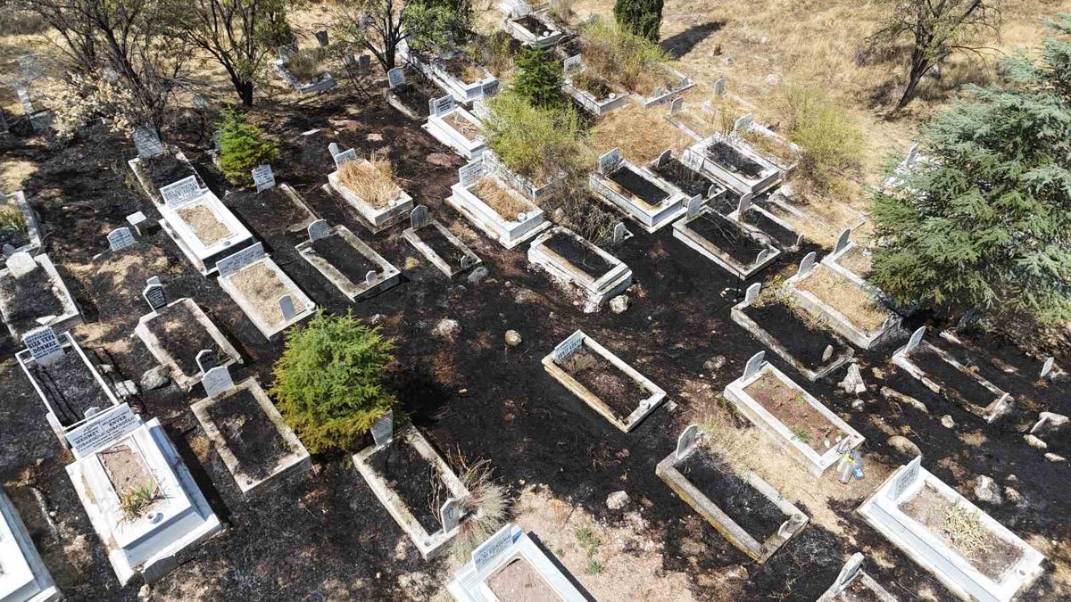 Eskişehir'de Mezarlıkta Yangın: Çok Sayıda Kabir Zarar Gördü