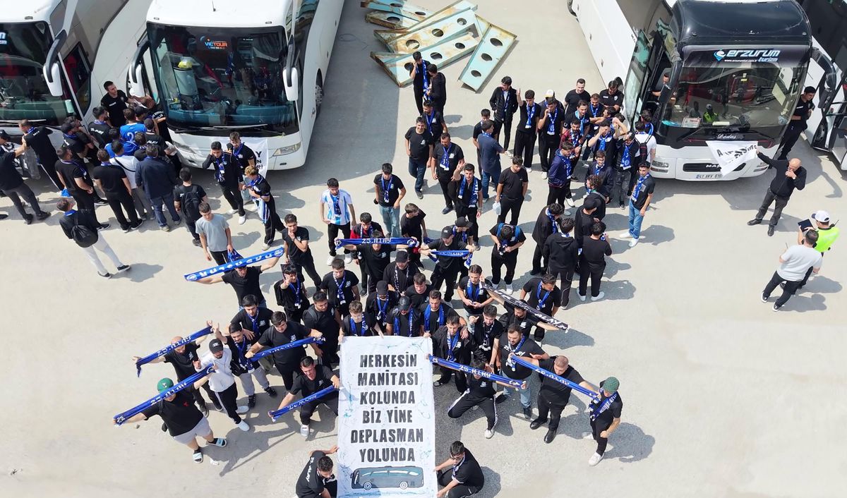 Erzurumspor taraftarı Diyarbakır deplasmanına büyük konvoyla uğurlandı