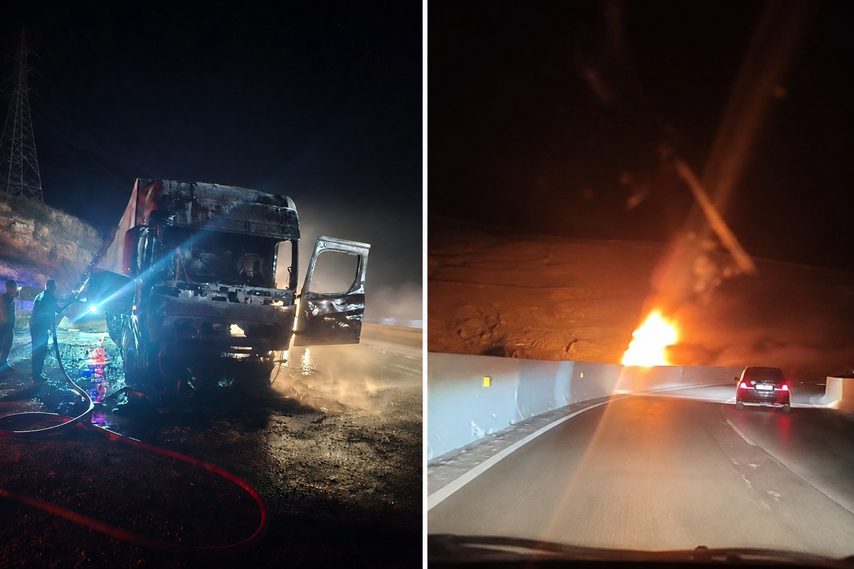 Hatay'da tır alev aldı: Kullanılamaz hale geldi