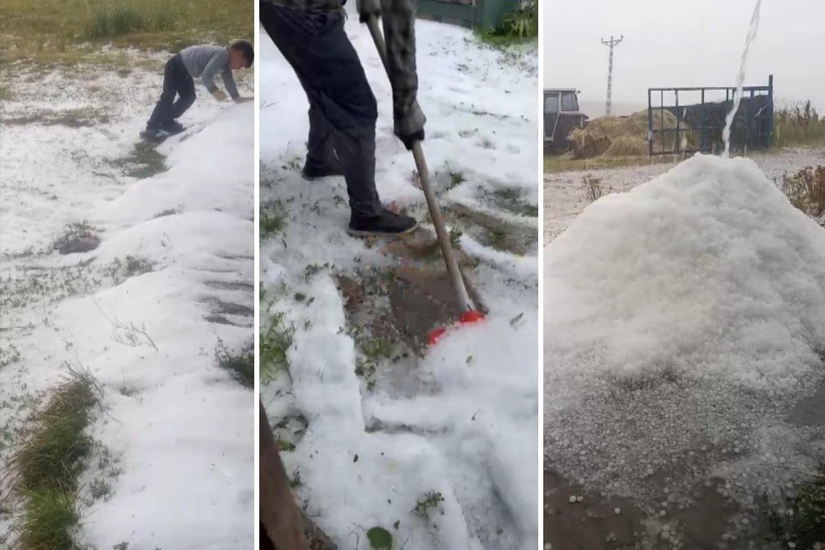 Ağustos ayında ilginç manzara: Kent bir anda beyaza büründü