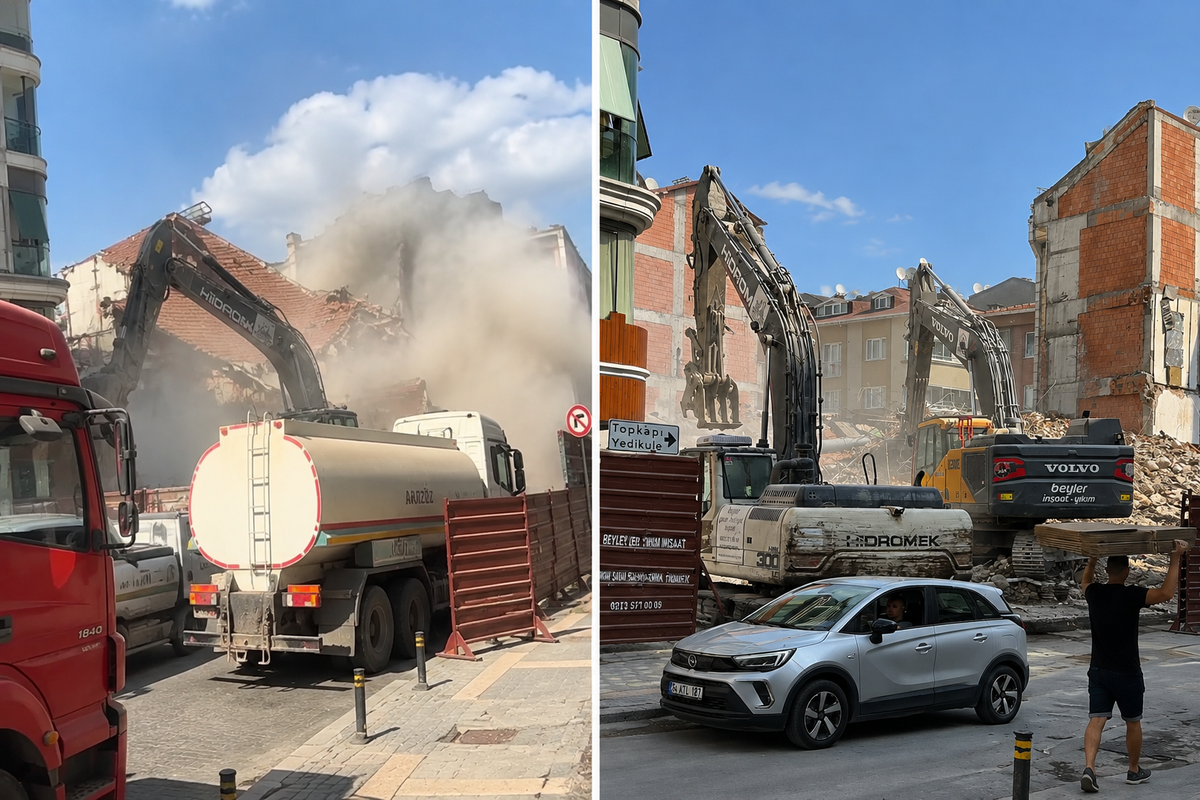 Zeytinburnu'nda kepçenin darbesi binanın yıkılmasına yetti